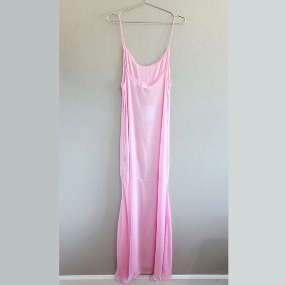 SWF Two Piece Sheer Slip Maxi Dress In Carnation Pink Size XS Special Occasion - Picture 5 of 14